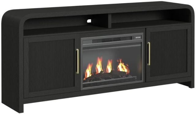 Elements International Ridgemont Black with Grain 70" TV Console with Fireplace Insert-0