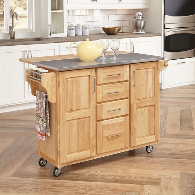 homestyles® General Line Natural/Stainless Steel Kitchen Cart-2
