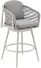 Armen Living Rhodes Gray/White Aluminum Outdoor Swivel Bar Stool-0