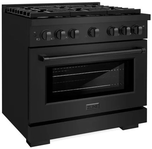 ZLINE 36" Black Stainless Steel Pro Style Gas Range-3
