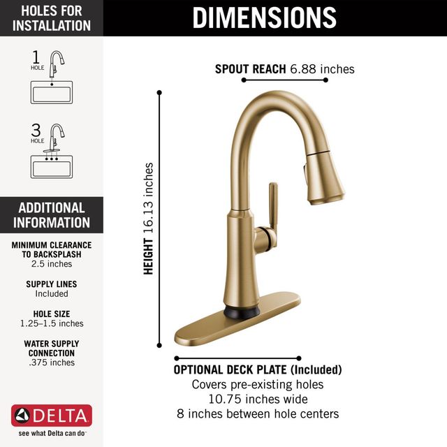 Delta Coranto® Champagne Bronze Single Handle Bar/Prep Faucet with Touch2O® Technology-2
