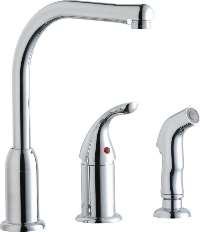 Elkay Everyday Chrome Everyday Kitchen Deck Mount Faucet with Remote Lever Handle and Side Spray-0