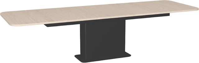 Amisco Customizable Lucarelli 120" Rectangular Extendable Table with 1" White Oak Veneer Top, Radius Corners and 1 Leaf-1