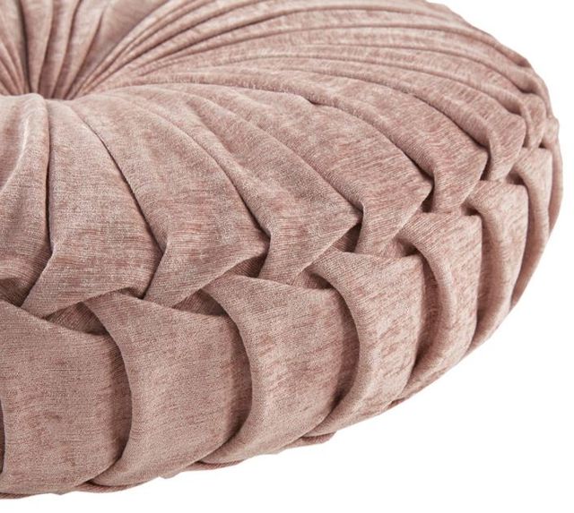 Olliix by Intelligent Design Loretta Blush 22" Diameter x 6" Poly Chenille Round Floor Pillow Cushion-2