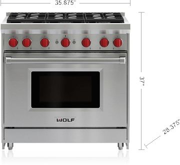 Wolf® 36" Stainless Steel Pro Style Natural Gas Range-3