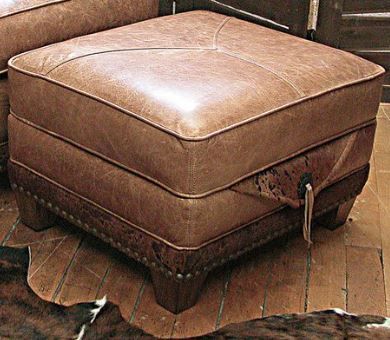 Marshfield Furniture Hollister Light Brown Leather Storage Ottoman-0