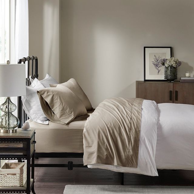 Olliix by Madison Park Khaki California King Peached Percale Cotton Sheet Set-2