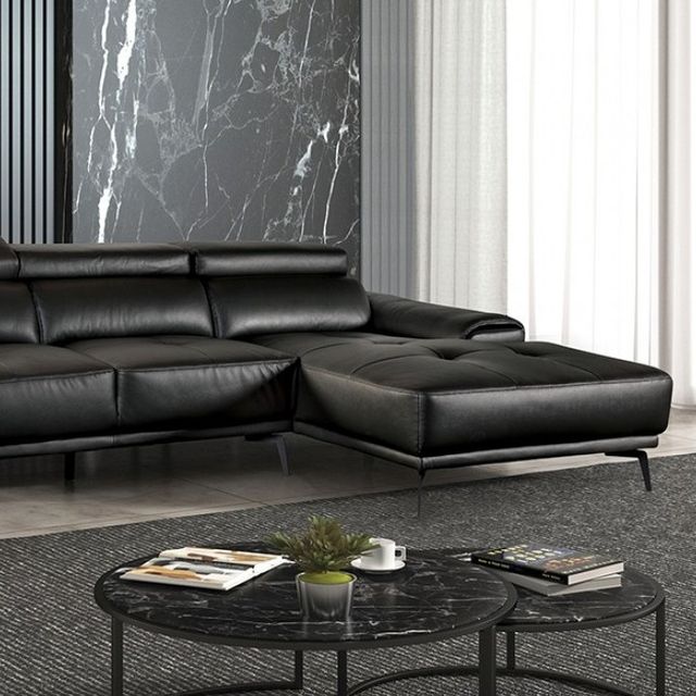 Furniture of America® Vadso Black Sectional with Right Chaise-1
