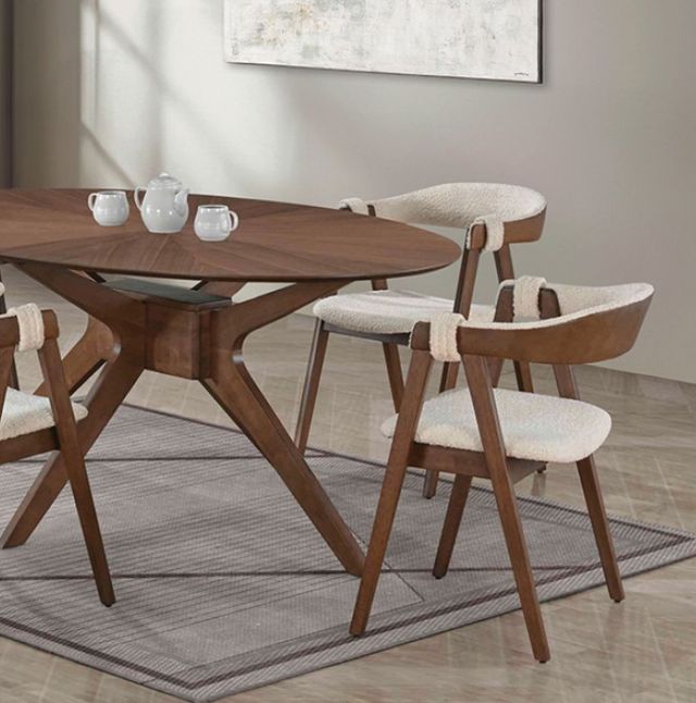 Furniture of America® Ebikon 5-Piece Walnut Oval Dining Table Set-2