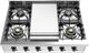 Ilve Nostalgie II 36” Stainless Steel Liquid Propane Rangetop with 6 Burners, Griddle and Burnished Trim-1