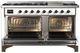Ilve® Majestic III 60" White Pro Style Dual Fuel Liquid Propane Range with Solid Door and Burnished Trim-1