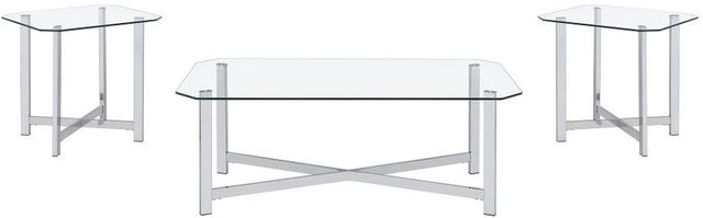 Coaster® Cronin 3-Piece Square Tempered Glass Top Coffee Table with Chrome Base-0