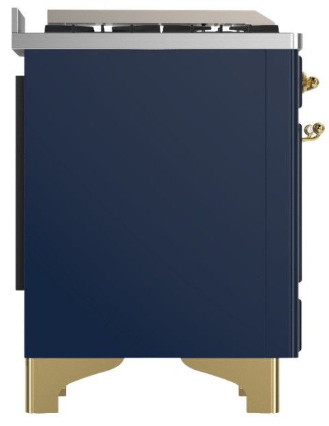 Ilve® Majestic III 60" Midnight Blue Pro Style Dual Fuel Liquid Propane Range with Solid Door and Brass Trim-3