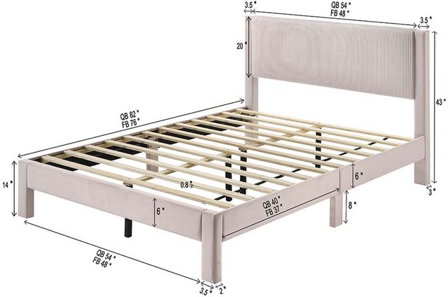 Crown Mark Lucia Pink Queen Platform Bed-2
