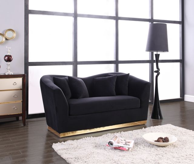 Meridian Furniture Arabella Black Velvet Loveseat-2