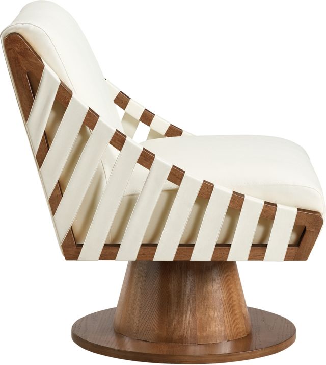Meridian Furniture Millwin Cream/Walnut Vegan Leather Swivel Accent Chair-3