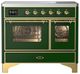 Ilve® Majestic III 40" Emerald Green Pro Style Induction Range with Triple Glass Door and Brass Trim-0