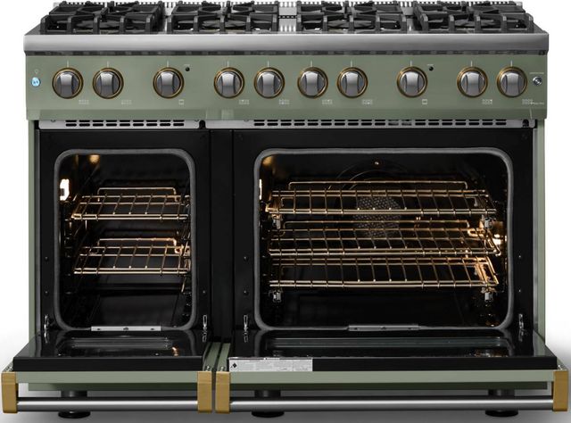 Viking® 5 Series 48" Eucalyptus Pro Style Gas (LP) Range with Brushed Brass Trim-1