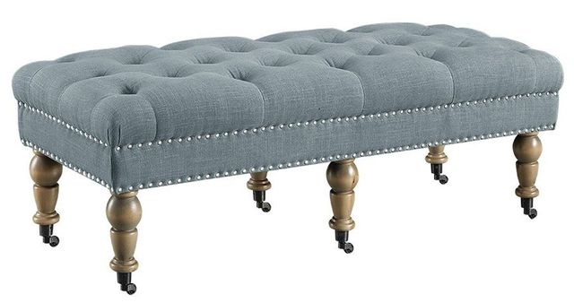 Linon Isabelle Washed Blue 50" Accent Bench