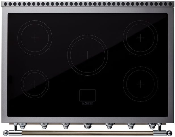 La Cornue CornuFé 90 Albertine 36" Goodwood Blue Pro Style Induction Range with Brushed Brass Trim-1