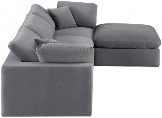Meridian Furniture Comfy 4-Piece Gray 119" Velvet Sofa -2