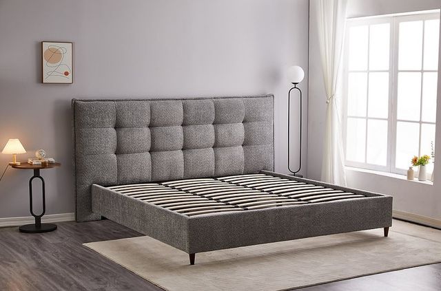 IFDC Gray King Platform Bed-3