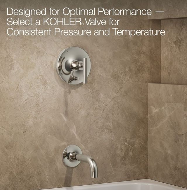 KOHLER® Purist® Rite-Temp® Vibrant Polished Nickel .38" Bath and Shower Trim Kit with Push-Button Diverter and Lever Handle-3