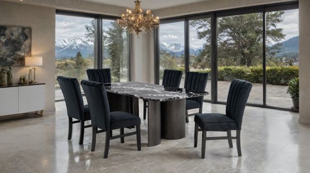 Furniture of America® Selsey 7-Piece Black Dining Table Set-1