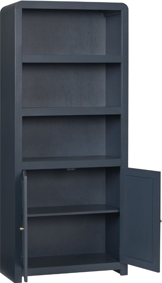 aspenhome® Taylor Malta Blue 74" Bookcase with 2 Doors-1