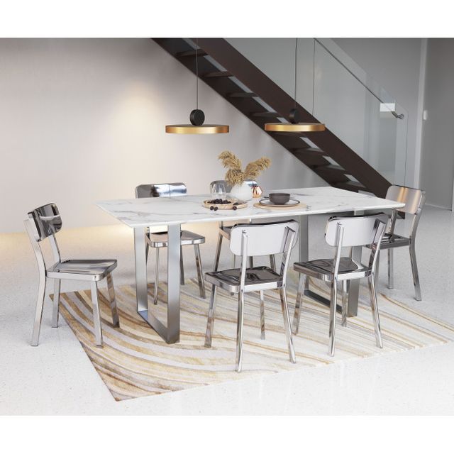 Zuo® Modern Atlas White Dining Table with Silver Frame -2