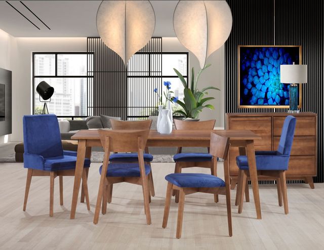 Arboit Poitras Mid-Century Blue Parsons Chair-1