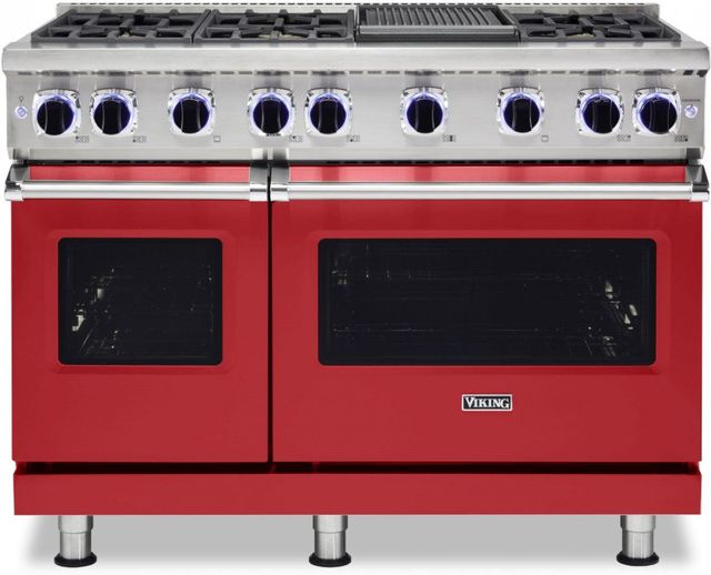 Viking® 7 Series 48" San Marzano Red Pro Style Natural Gas Range with 12" Reversible Griddle-0
