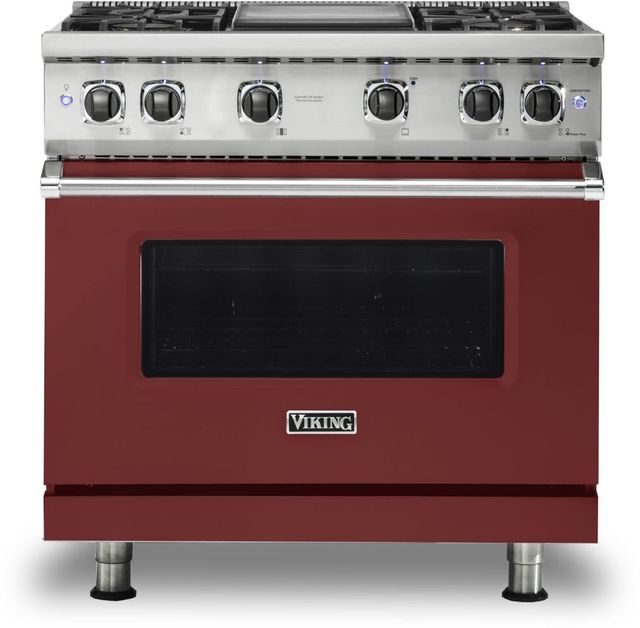 Viking® 5 Series 36" Reduction Red Pro Style Natural Gas Range with 12" Griddle-0
