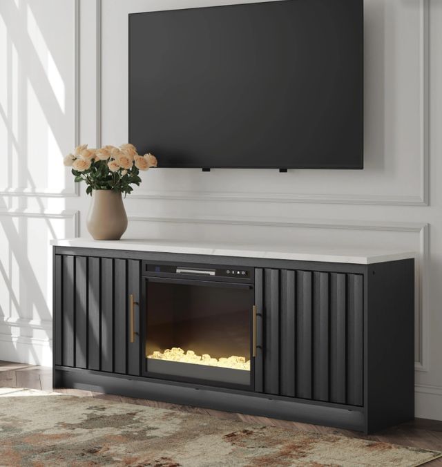Signature Design by Ashley® Cadmori Black/White 63" TV Stand with Electric Fireplace-1