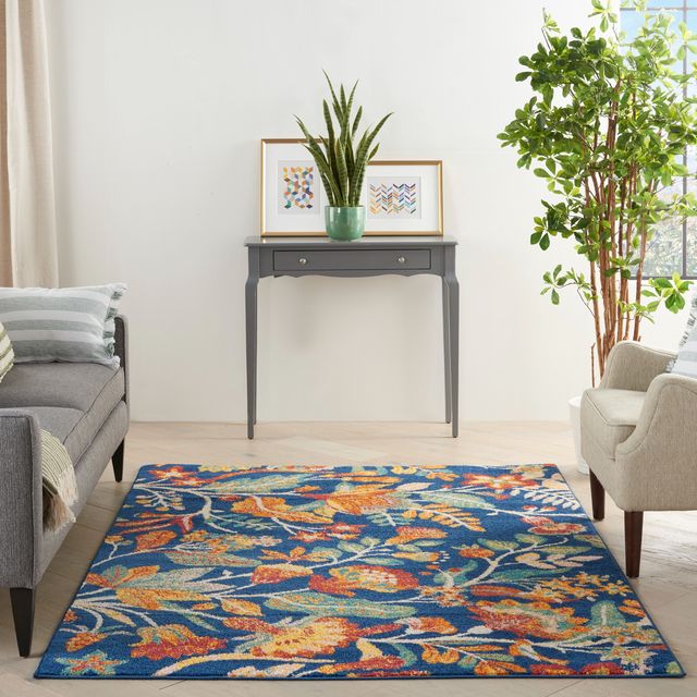 Nourison Home™ Allur Navy Multicolor 5'x7' Style 7 Area Rug-1