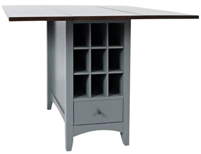 Jofran Inc. Asbury Park Autumn Brown Counter Drop Leaf Table with Gray Base-0