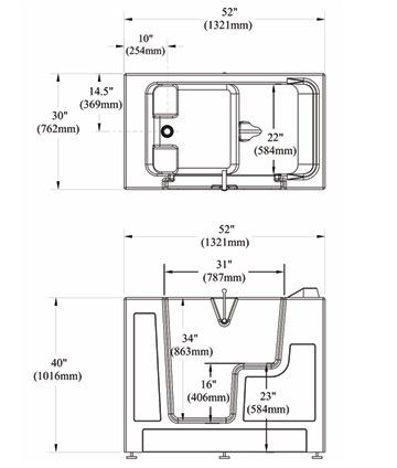 American Standard Gelcoat White 30” x 52” Walk-in Tub with Soaker System - Right-Hand Drain with Faucet-3
