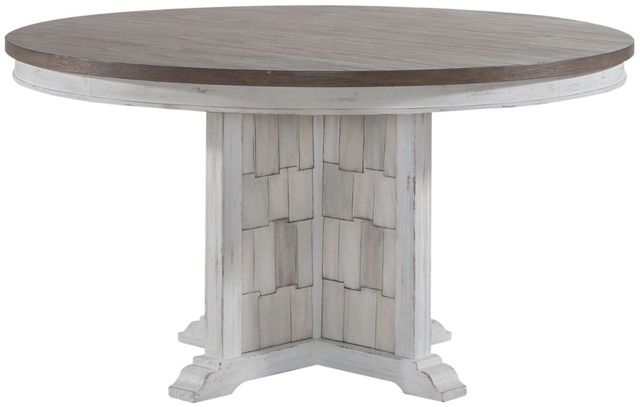 Liberty Furniture River Place Tobacco Pedestal Dining Table with Riverstone White Base-3