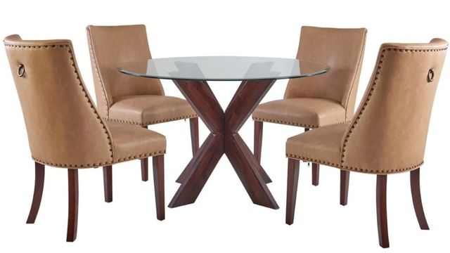 Powell® Auden 5-Piece Espresso/Tan Round Dining Set-0