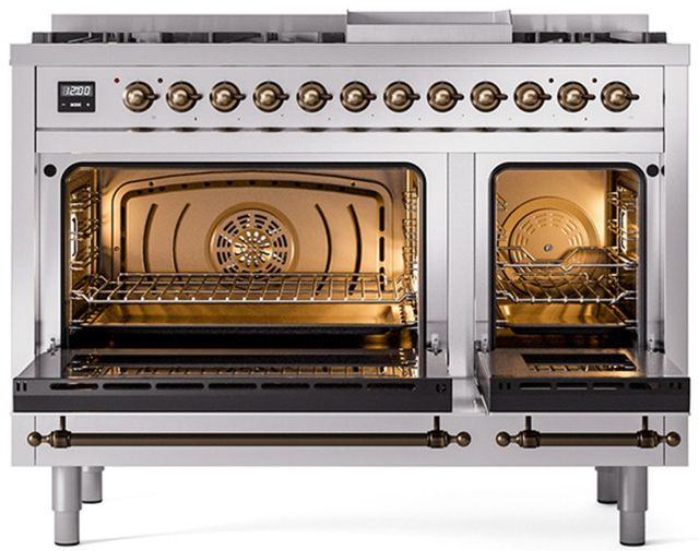 Ilve® Nostalgie II Series 48" Stainless Steel Pro Style Dual Fuel Range-1