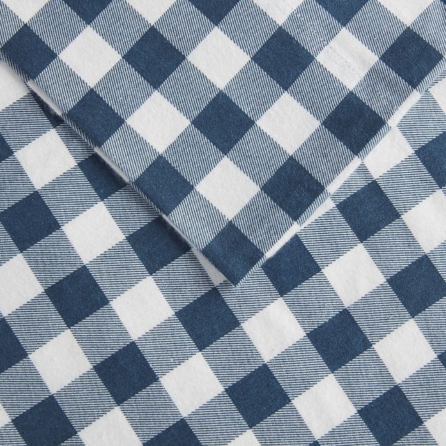 Olliix by Woolrich Flannel Blue Buffalo Check Queen Cotton Sheet Set-1