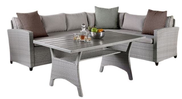 Furniture of America® Shonda 3-Piece Gray Polyester/Rattan Outdoor Dining Patio Set-0
