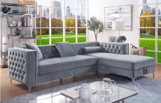 Mazin Furniture Celeste 2-Piece Grey Right Side Storage Sectional-2