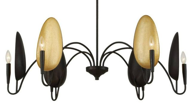 Uttermost® Warwick Matte Black/Matte Gold 6-Light Chandelier-4