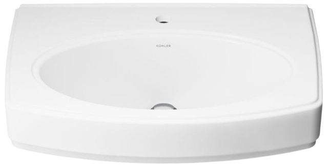 Kohler Pinoir® White 22" Single Hole Oval Wall-Mount Bathroom Sink-4