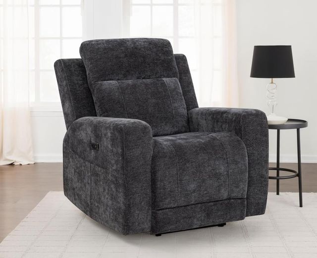 Coaster® Kennett Dark Gray Power Upholstered Recliner Chair-1