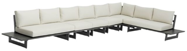 Meridian Furniture Maldives 3-Piece Cream/Dark Gray Aluminum/Fabric 102" Outdoor Modular Sectional-0