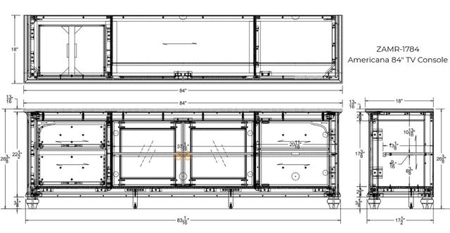 Legends Home Americana Corduroy Blue/Whiskey 84" TV Console-2
