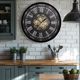 YHD Espirit Black Iron Open Gear Wall Clock-1