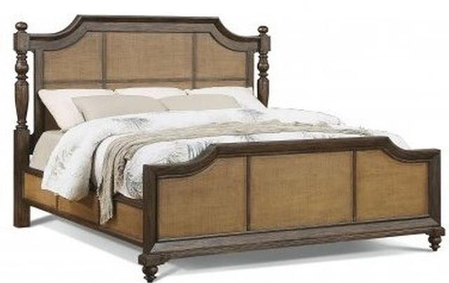 Flexsteel® Wakefield Dark Brown/Rattan Queen Bed-0
